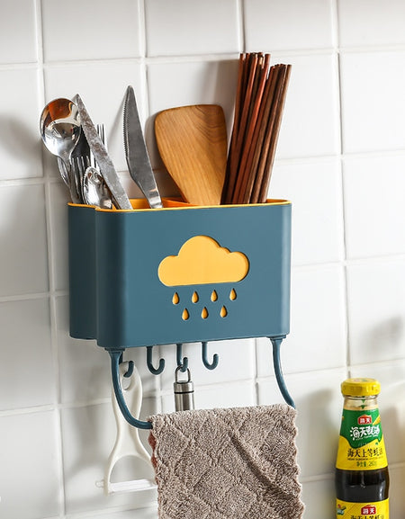 Punch-free Kitchen Racks Storage Rack With Hooks