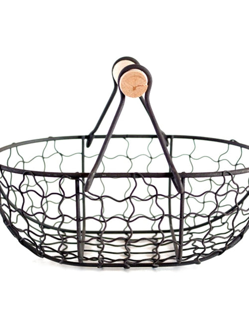 Load image into Gallery viewer, Wooden Handle Metal Retro Basket Portable
