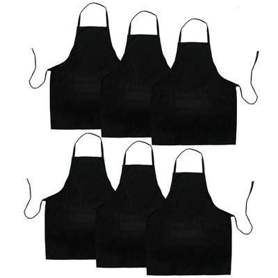 6 Pack Black Kitchen Apron