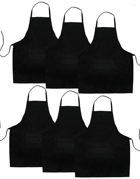6 Pack Black Kitchen Apron