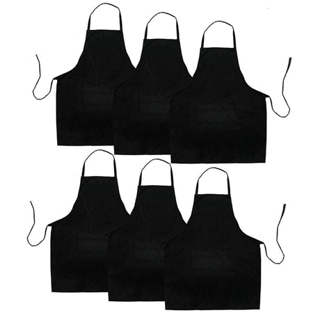 6 Pack Black Kitchen Apron