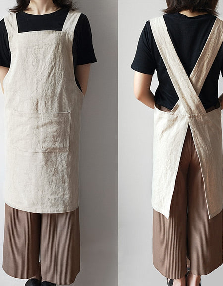 Cotton And Linen Apron Smock Women Men