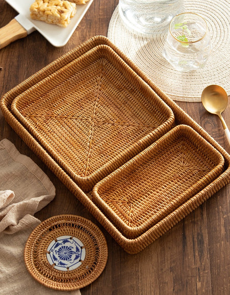 Storage Tray Square Wicker Basket